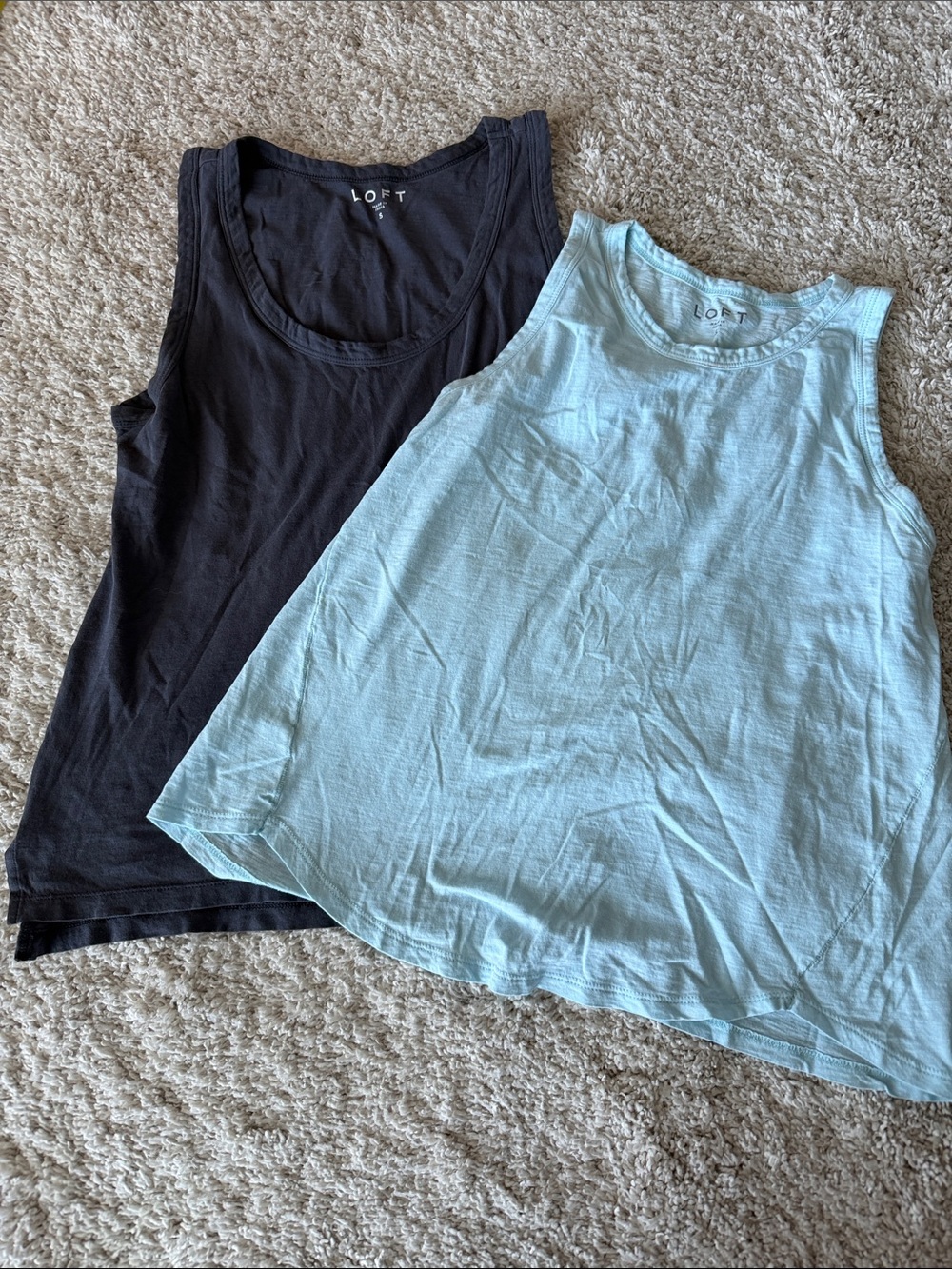 LOFT Two-Pack Scoop Neck Tanks — Gray & Light Blue